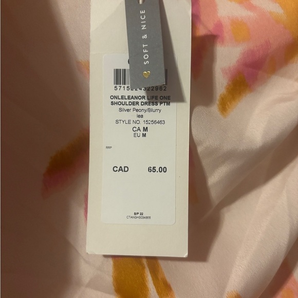 NWT Only Onleleanor Life One Shoulder Dress Silver Peony Design - Picture 3 of 7